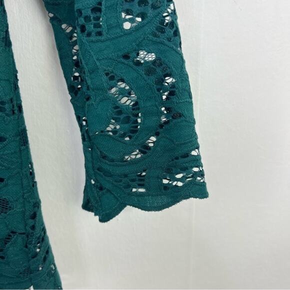 Nanette Lepore Night Garden Green Lace Top Medium - Picture 7 of 10